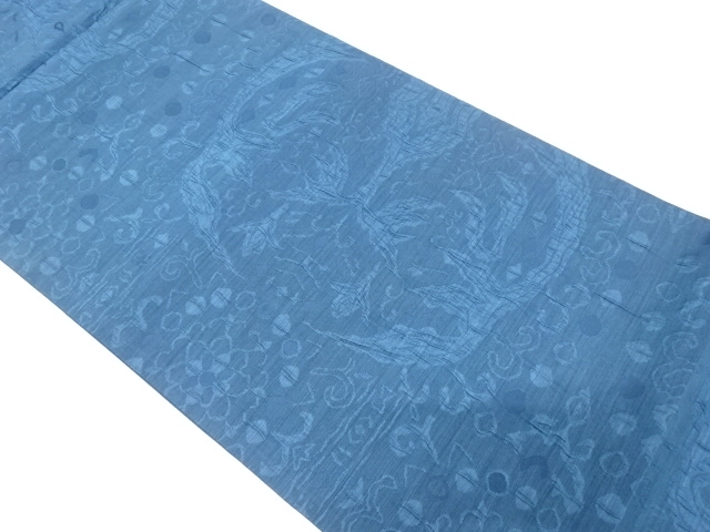 ふくれ織　花更紗模様織り出し　全通袋帯